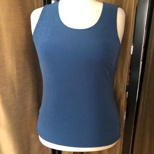 Shiny Deep Blue Acetate Stretch Blouse